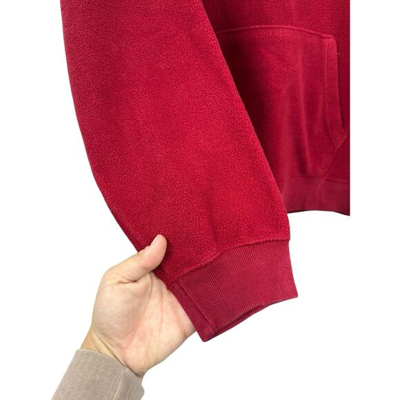 VTG Y2K Gap Hoodie Mens L Red Fleece Spellout Distressed 90s Fade Pile - Picture 3 of 6